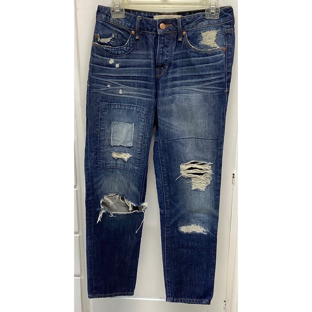 Marc by Marc Jacobs Taylor Crop Distressed Patchwork Boyfriend Jeans Blue 24
